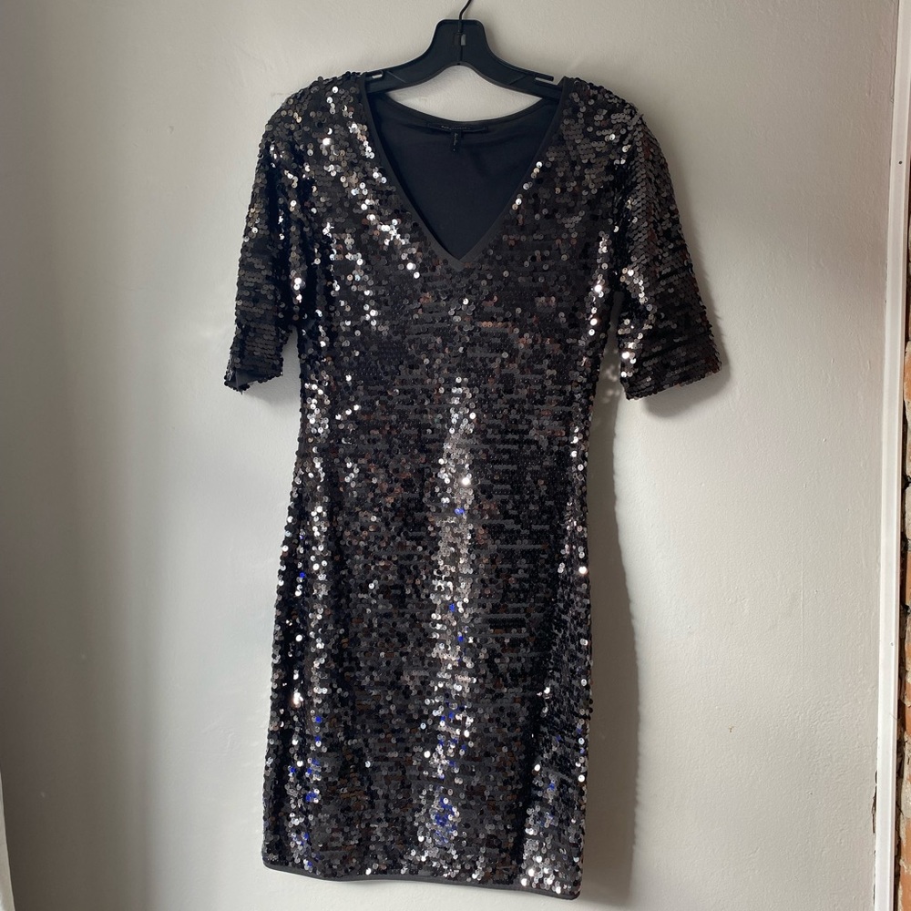 BCBGMAXAZRIA Fitted Sequin Dress, Size S